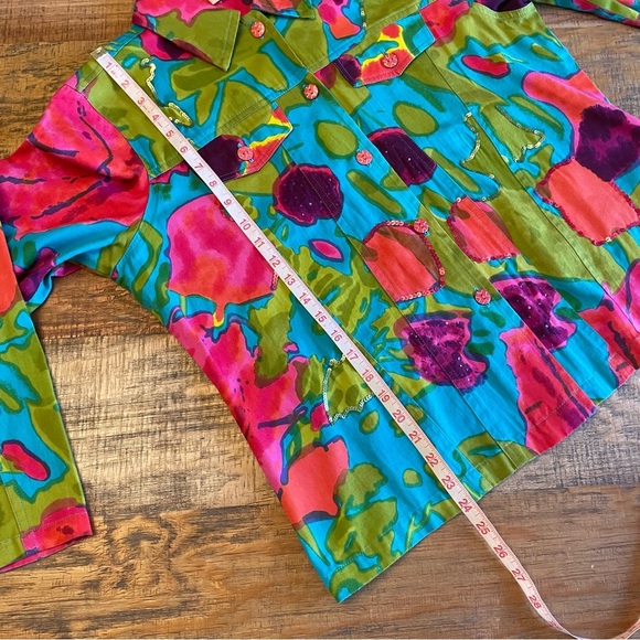 Choice Woman Blazer size Large floral colorful sequins - Picture 9 of 11